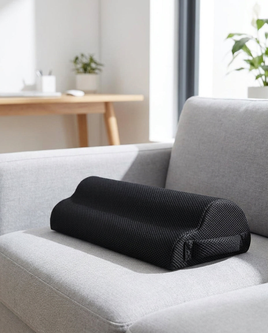 Lendenkissen ergonomisch geformt, atmungsaktives Mesh – Schwarz – life