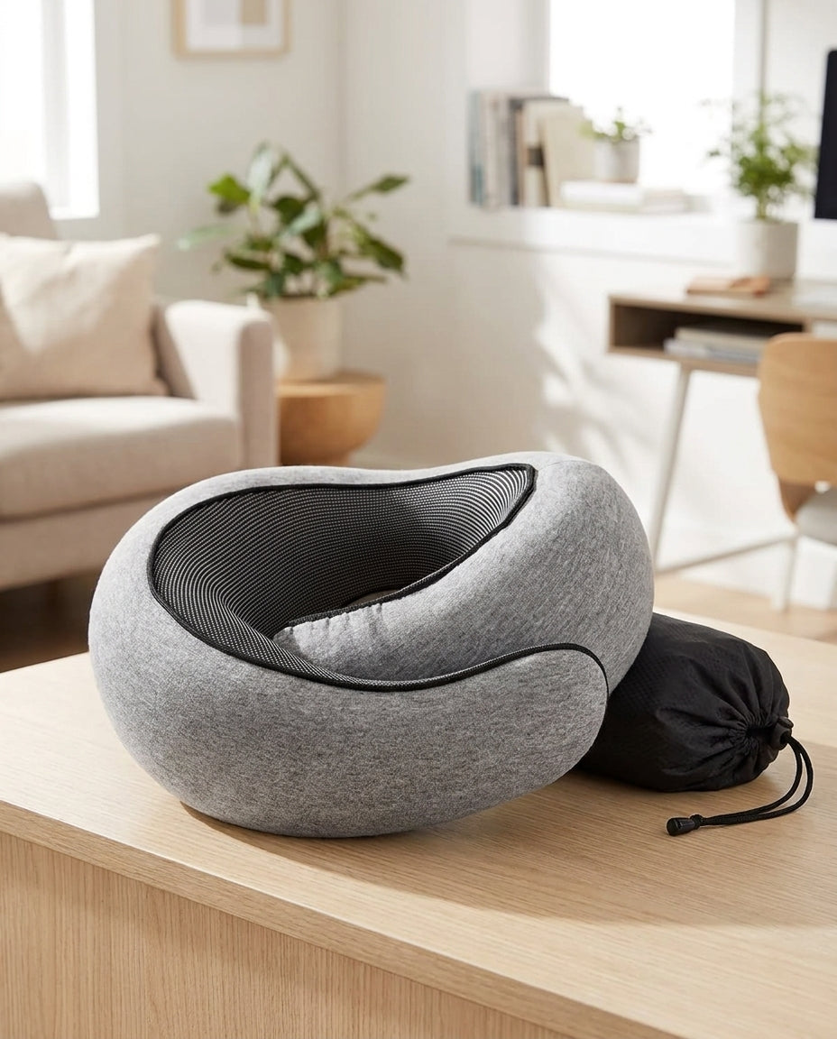 Nackenkissen Memory-Schaum U-Form – grau – life