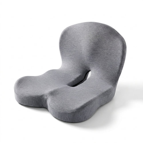 Orthopädisches Sitzkissen Memory-Schaum U-Form mit Rückenlehne – hellgrau