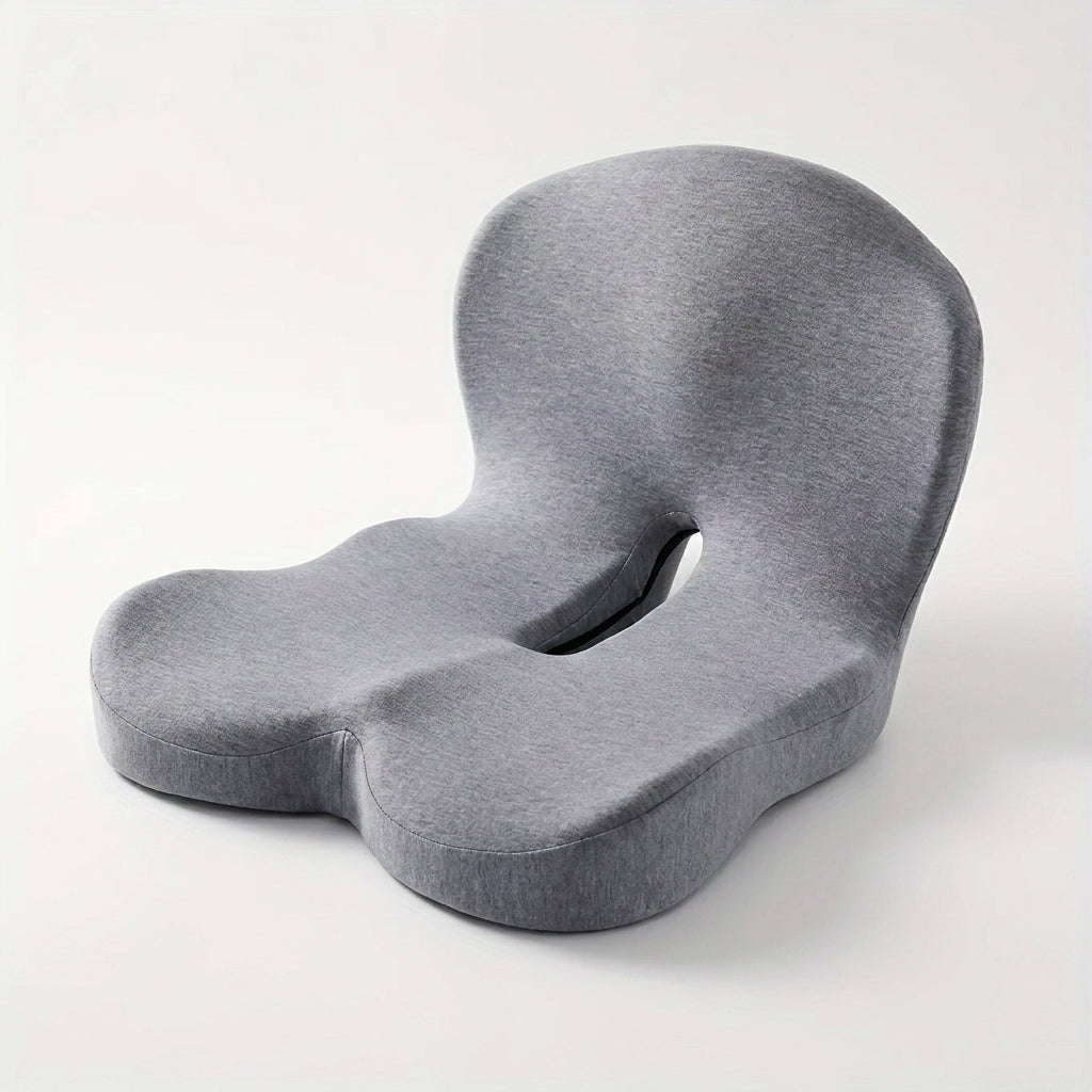 Orthopädisches Sitzkissen Memory-Schaum U-Form mit Rückenlehne – hellgrau – studio