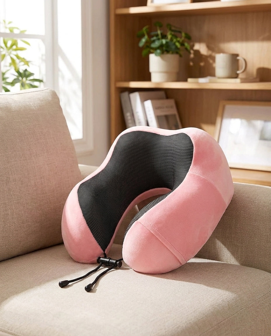 Nackenkissen U-Form atmungsaktiv verstellbar – Rosa, Schwarz – life