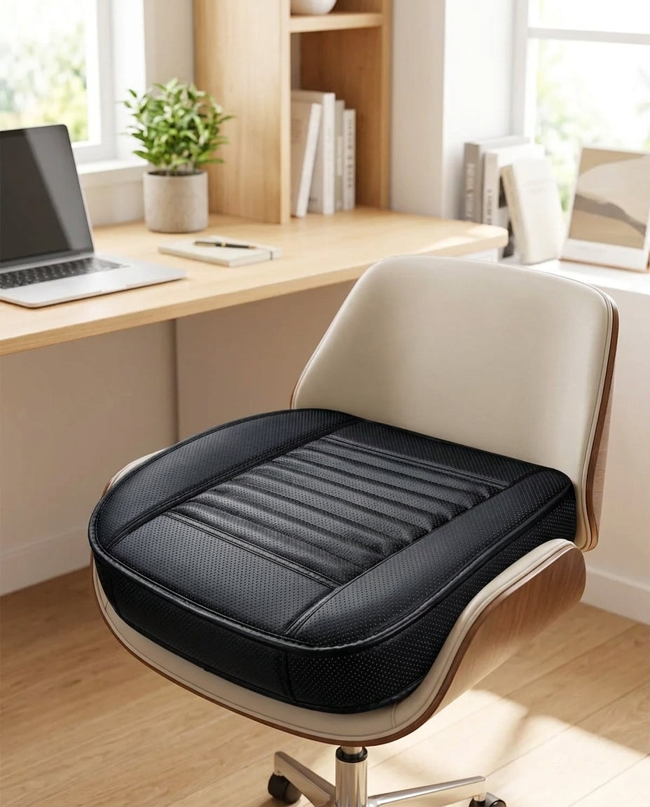 Auto-Sitzkissen perforiert, geripptes Design – schwarz – life